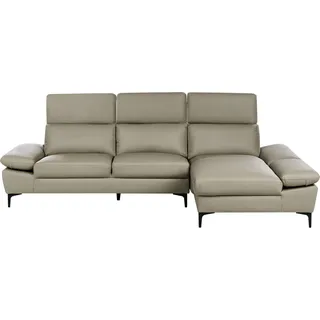 BELIANI 4-Sitzer Ecksofa Taupe Echtleder L-Förmig mit Chaiselongue Linksseitig Verstellbare Kopfstützen und Armlehnen Dicke Sitzkissen Wohnzimmer Sofa - Beige, Schwarz