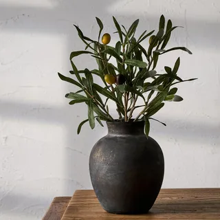 SIDUCAL Dekorative Blumenvase aus Keramik, rustikale Bauernhausvase, Boho-Vase für Heimdekoration, Terrakotta-Vase für Tisch, Wohnzimmer, Badezimmer, Regal, Kamindekoration, Bronze