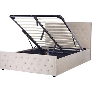 Beliani Bett mit Stauraum Samtstoff AMIENS 140 x 200 cm