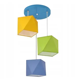 FKL DESIGN Home Deco Hängelampe Kinderlampe für Kinderzimmer schöne Hängeleuchte Metall verschiedene Varianten 299-E3D (Gelb-Grün-Dunkelblau)