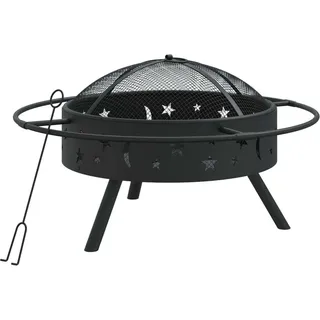 Feuerschale mit Schürhaken 70 cm XXL Stahl