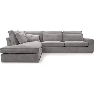 MEBLITO Sofa Big Sofa Ecksofa Satia Mini L Form Funktionssofa Wohnlandschaft Design Couch Seite Links Grau (Lincoln86) - Grau