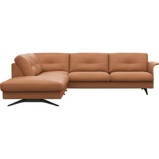 FLEXLUX Ecksofa "Glow bequem und komfortabel durch hochwertigen Sitzaufbau, L-Form" Skandinavisches Design, In hochwertiger Verarbeitung, modern cognac braun