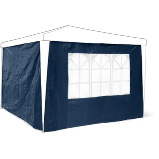 Relaxdays Pavillon-Seitenteile 2-er Set für 3 x 3 m Pavillons Seitenwand mit Fenster für Gartenpavillon und Faltpavillon 2 Teile mit Klettverschluss als Windschutz und Sichtschutz für Partyzelt, blau