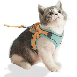 Famanu Katzenharness Verstellbar und bruchsicher - Weich und komfortabel - Größe M - Schwarz