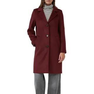 Langmantel S.OLIVER, Damen, Gr. 42, dunkelrot, Web, Obermaterial: 70% Polyester, 30% Wolle. Futter: 100% Polyester, unifarben, gerade kniebedeckend, V-Ausschnitt, Mäntel Langmantel, mit Reverskragen und Wolle