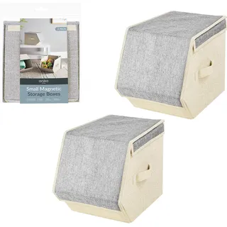 Anika 66749 stapelbare Aufbewahrungsbox, magnetischer Deckel, 25 x 35 x 25 cm, grau, Leinen, grau, 2 Stück