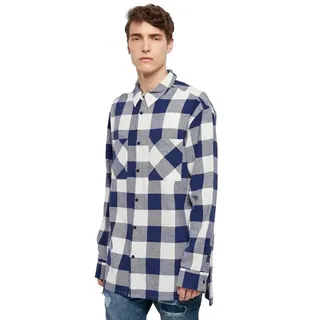 Urban Classics Long Oversized Checked Langarmhemd - Dark blue / Cream - M