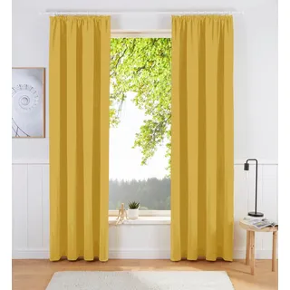 Vorhang OTTO HOME "SOLA, Kräuselband, 1& 2er Pack, blickdicht/verdunkelnd, Topseller" Gr. 1, gold (goldfarben), B:130cm H:145cm, Polyester, Polyester, Gardinen, Vorhang, Breite:130 cm, 1 Schal, einfarbig, Verdunkelung