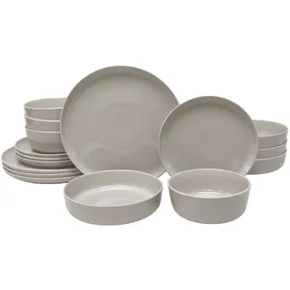 Novel Kombiservice , Grau , Keramik , 24-teilig , Uni , 550 ml , Lfgb , lebensmittelecht , Geschirr, Geschirrsets, Kombiservice