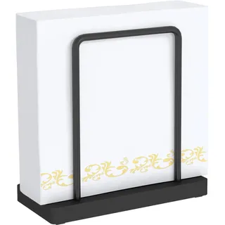 STWWO Serviettenhalter Schwarz,Serviettenhalter aus Metall Serviettenspender für Tisch Serviettenständer Küchenzubehör Papier Servietten Halterung zum Dekorieren, Holzsockel, Upgrade 14cm