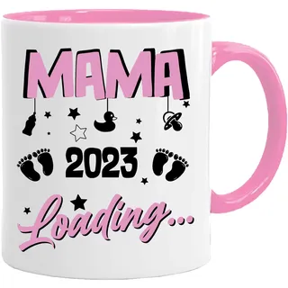 Tasse mit Spruch Mama loading 2023 - Geschenke für werdende Mütter/Tante/Papa/Onkel | Kaffeetasse Teetasse Geschenkidee Geschenk | Tasse