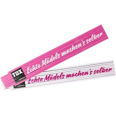 TOX 09969002 Meterstab 2 mtr. pink/weiß, mit Aufdruck Mädels machen ́s selber, Gliedermaßstab für echte Powerfrauen, 1 Stück Zollstock