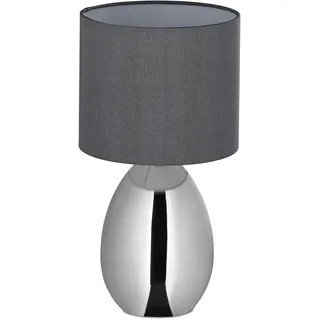 Relaxdays Nachttischlampe Grau