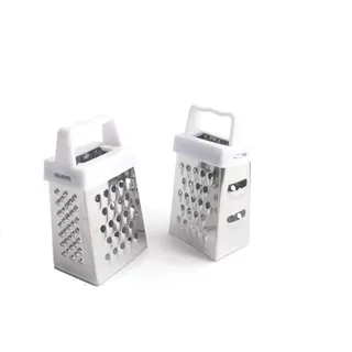 Tredoni 2 Mini-Reibe – Edelstahl, 4-seitige Knoblauch-/Muskatreibe 7 x 3,5 cm, Ingwer-/Schokoladenreibe, mehrfarbiger Kunststoffgriff