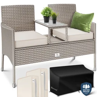 Kesser Polyrattan Gartenbank 133 x 55 x 84 cm Grau