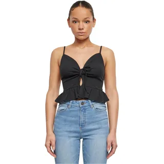 Urban Classics Damen Top Ladies Waffle Pique Ruffle Top, Bandeau mit Spaghetti-Trägern für Frauen, Größen XS - 5XL