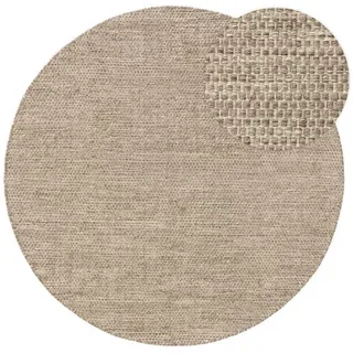 benuta Pure Wollteppich Rocco Taupe ø 200 cm rund , Textil , Beton Optik , Rund , 200x200 cm , pflegeleicht , Teppiche und Böden, Teppiche, Schafwollteppiche