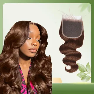 Chocolate Brown Closure 4 By 4 Closure Transparent Lace Front closure Body Wave High Density Pre Plucked Baby Hair Light Brown Unprocessed Brazilian Virgin Human Hair 10 Zoll