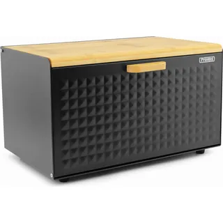 Luxus-Brotkasten Schwarz mit Bambus – Brotaufbewahrungsbox – 36 x 21 x 21 cm - Schwarz