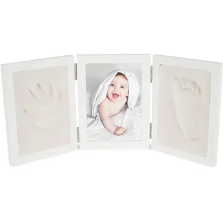 Bieco Bilderrahmen Set für Gipsabdruck Baby Hand und Fuß Holz weiß 3D 1 St.