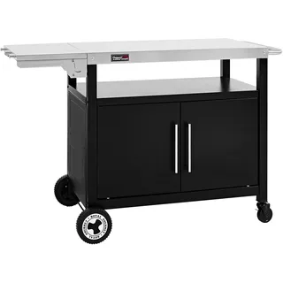 Royal Gourmet Grillwagen mit Schranktür, Servierwagen für Plancha mit Tischplatte aus Edelstahl, 85 x 50 cm und Beistelltisch, faltbar, 30 x 50 cm, für Küche und Garten
