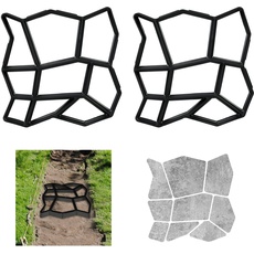 Bild von Gehwegform 2er Set, DIY Gestaltung von Gartenwegen, zum Selbstgießen, HxBxT: 4x32x32 cm, Kunststoff, schwarz
