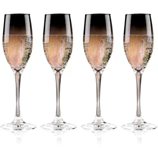 alpina Champagnergläser-Set 4-teilig – Champagnergläser geräuchert – auch für Prosecco und Cava geeignet – Champagnergläser für jeden Anlass – Glas