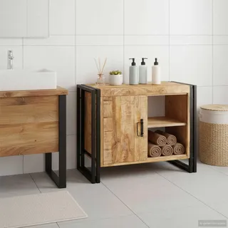 vidaXL Waschbeckenunterschrank Braun 71 x 33 x 58 cm Massivholz Mango - Braun