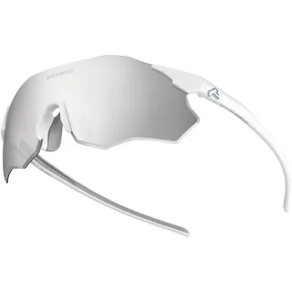 ROCKBROS Sportsonnenbrille Fahrradbrille Rahmenlose Fahrrad und Laufbrille für Outdoor Damen Herren UV400 Weiß Silberner Photochrom