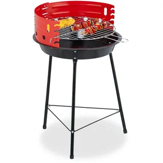 Relaxdays Holzkohlegrill Dreibein Rot Ø 37 cm