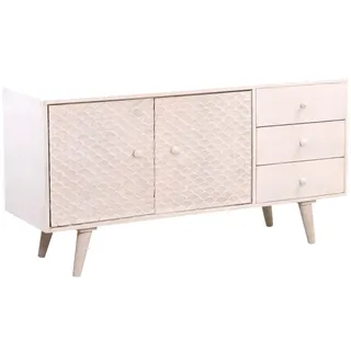 Marrakesch Orient & Mediterran Interior Boho TV Schrank Board Bank Lowboard 145 cm Weiß Holz, Massivholz