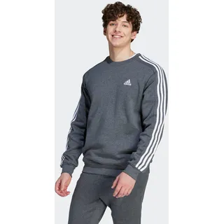 Adidas Herren Essentials Fleece 3-Stripes Sweatshirt, Dark Grey Heather, S