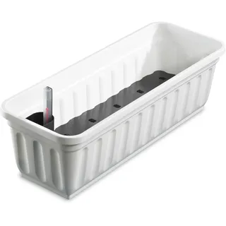 Alpfa Blumenkasten mit Wasserspeicher Balkonkasten 60cm - 100cm weiß 80 cm