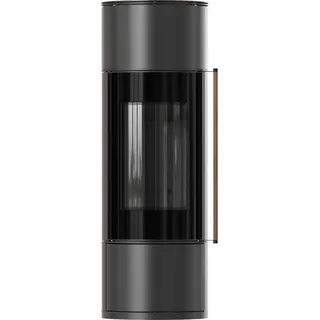 Kaminofen aus Stahl KRATKI AMBLER Ø150 7 kW schwarz Verkleidung griff Jatobaholz - Schwarz