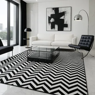 Myflair ZEBRA EDGE Fellteppich 140 x 200 cm Schwarz/Weiß