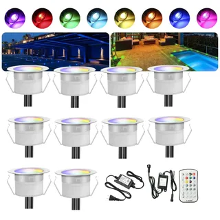 INDARUN 10er Set LED Bodeneinbauleuchten Aussen RGBW Ø45mm Terrasse Einbaustrahler, Led Terrassenbeleuchtung IP67 Wasserdicht Boden Licht für Küche Garten Treppen