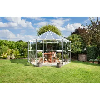 Hera 9000 Alu weiß ESG 3 mm/Dach HKP 6 mm 9 m2 inkl. Fundament