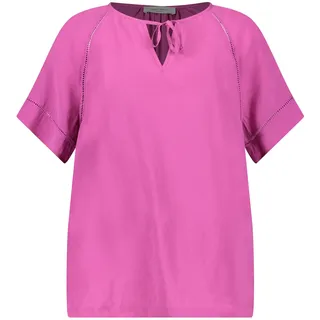 Gerry Weber Damen Blusenshirt mit Bindedetail am Ausschnitt halber Arm, Raglanarm unifarben Orchid 46