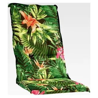 Sitzpolster für Hochlehner Gartenstuhl | 120 x 50 x 6 cm | Grün | Dschungelmuster | Baumwolle | Polyester - Grün