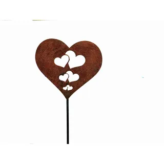 Gartenstecker Herz, Edelrost, Gartendekoration,