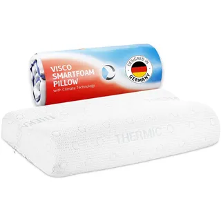 Kopfkissen 40x80 HADAR Wave, höhenverstellbar, ergonomisches HWS Nackenstützkissen aus Visco-Schaum mit Klima-Bezug, Nacken-Kissen für Seitenschläfer & Rückenschläfer, passt in 40 x 80 cm Bezug