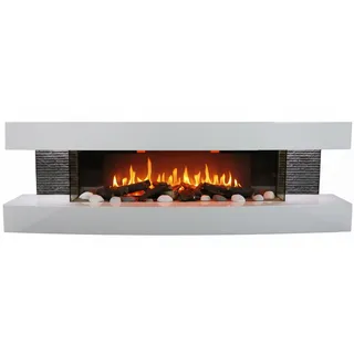 CHEMIN'ARTE - Elektrischer Wandkamin Lounge 3XL 150 cm LED-Flammeneffekt, programmierbare Heizung, Fernbedienung - Weiß