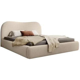 Selsey SIMSALO - Polsterbett mit Bouclé-Bezug und Stauraum, Beige, 160x200 cm - Beige