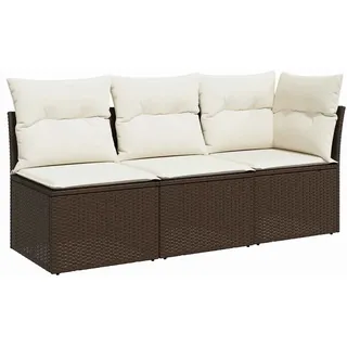 vidaXL Gartensofa mit Kissen 3-Sitzer Braun Poly Rattan