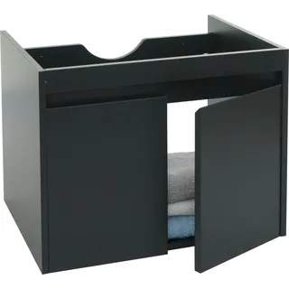 Waschbeckenunterschrank HWC-L86, Badezimmer Waschtisch Unterschrank, Melamin 2 Türen 48x59x46cm schwarz - Schwarz
