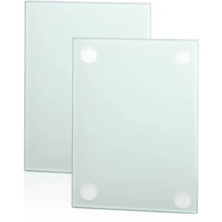 TNSLAND 2 Pcs Schneidebrett Glas 28 * 20cm Glasplatte Glasschneidebrett Spülmaschinenfest Glasbretter für die Küche Schneidebretter Glas mit Silikonfüßen Sicherheit und Hygiene Glasbrett