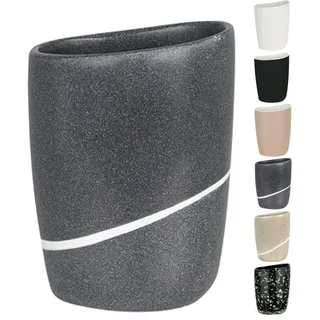 Spirella Zahnputzbecher Zahnbürstenhalter Etna 9x7x12,5 cm Steinoptik - Grau