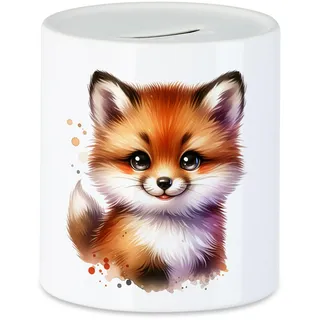 Hey!Print Niedlicher Fuchs mit großen Augen Spardose Fuchs süß Tiermotiv niedlich Geschenk Kinder Cartoon Deko