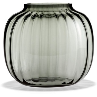 Holmegaard Primula Vase H17.5 optisches Muster mundgeblasenem Glas, grau